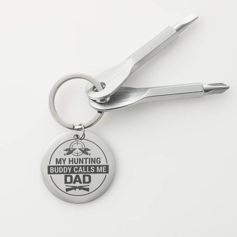 Screwdriver Keychain-My hunting buddy calls me Dad. - Custom Heart Design