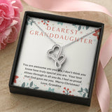 Granddaughter, Your love shines through-Double Hearts Necklace - Custom Heart Design