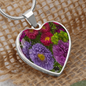 Birth Flower-September Aster Heart Necklace - Custom Heart Design