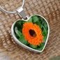Birth Flower-October Calendula Heart Necklace - Custom Heart Design