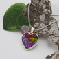 Birth Flower-September Aster Heart Necklace - Custom Heart Design