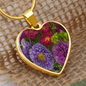 Birth Flower-September Aster Heart Necklace - Custom Heart Design