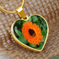 Birth Flower-October Calendula Heart Necklace - Custom Heart Design