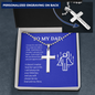 Dad, You will always be my hero, From Son-Personalized Cross Necklace - Custom Heart Design