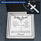 To My Fiancé, The day I met you-Cross Necklace - Custom Heart Design