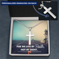 We live by faith-Personalized Cross Necklace - Custom Heart Design