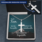 Son, Personalized Cross Necklace - Custom Heart Design