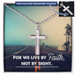 We live by faith-Personalized Cross Necklace - Custom Heart Design