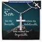 Son, Personalized Cross Necklace - Custom Heart Design