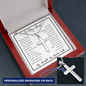 *My Dad, My Strength, My Guiding Light-Cross Necklace - Custom Heart Design