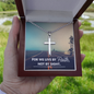 We live by faith-Personalized Cross Necklace - Custom Heart Design