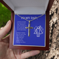 Dad, You will always be my hero, From Son-Personalized Cross Necklace - Custom Heart Design