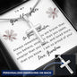 * To Granddaughter, From Grandma-Personalized Cross Necklace - Custom Heart Design
