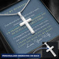 Personalized Cross Necklace for Husband-Custom Heart Design