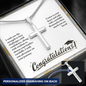 I wish you adventure on your journey -Snake Chain Cross Necklace - Custom Heart Design
