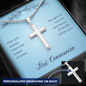 First Communion Personalized Cross Necklace-May you always know Jesus - Custom Heart Design