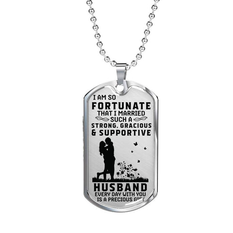 Husband, Everyday with you is a gift-Tag Necklace - Custom Heart Design