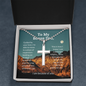 Bonus Dad, I am because of you-Cross Necklace - Custom Heart Design