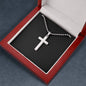 Cross Pendant with Ball Chain Necklace - Custom Heart Design