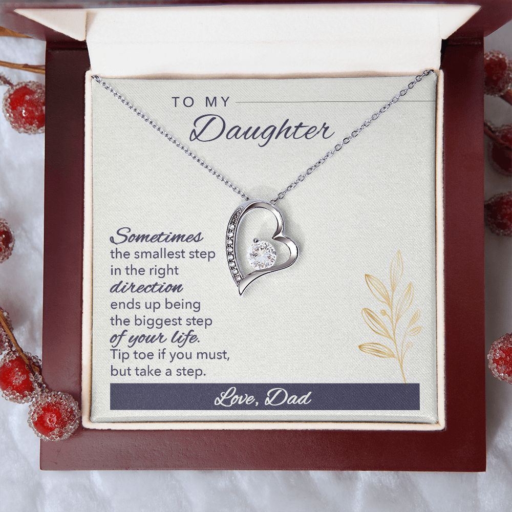 Daughter Heart Necklace, From Dad-Tip toe if you must - Custom Heart Design