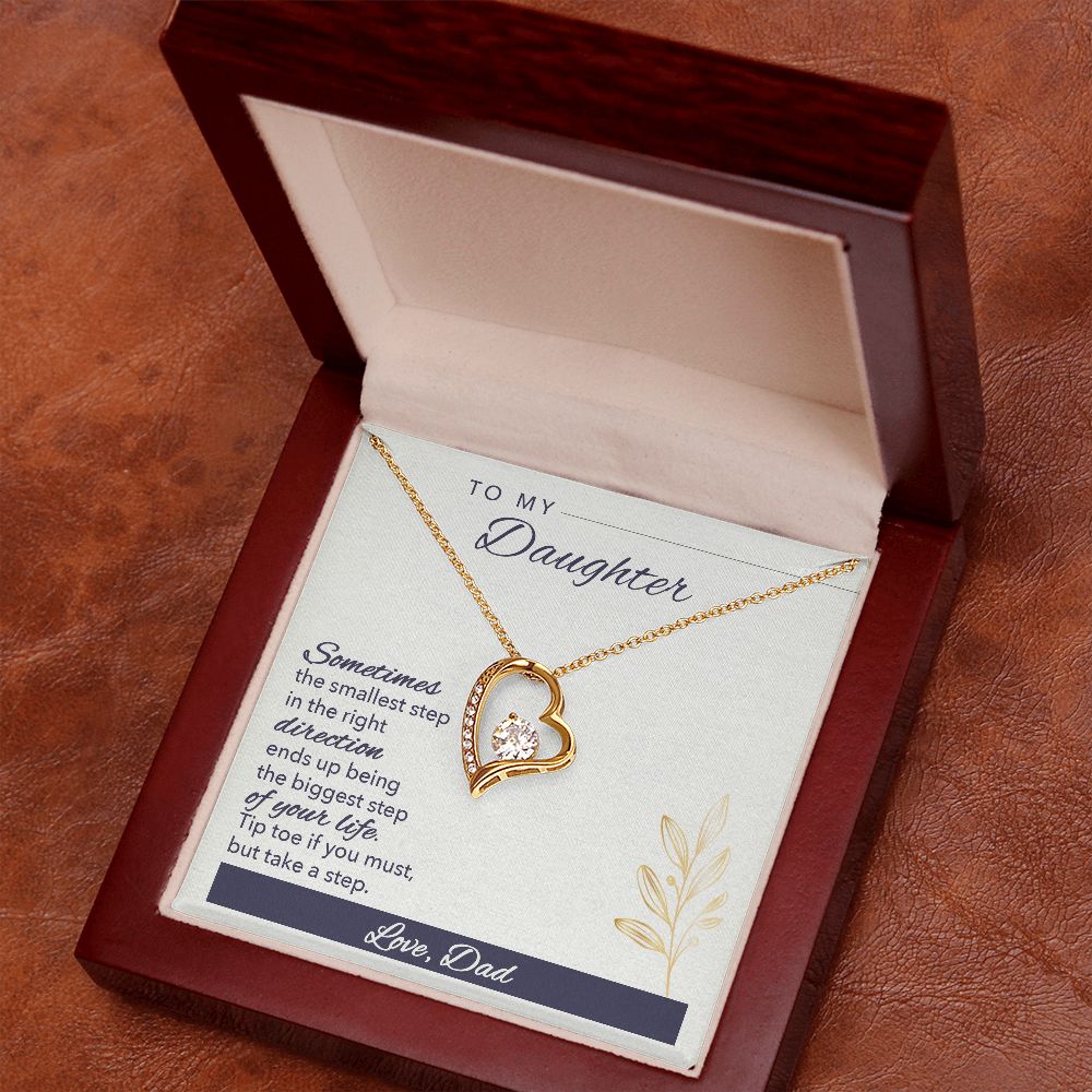 Daughter Heart Necklace, From Dad-Tip toe if you must - Custom Heart Design
