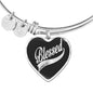 Blessed Graphic Heart Bangle Bracelet - Custom Heart Design