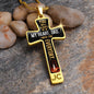 Dad Remembrance, You will always be in my heart-Statement Cross Necklace - Custom Heart Design