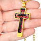 Football Son, From Mom-Luxury Cross Necklace - Custom Heart Design