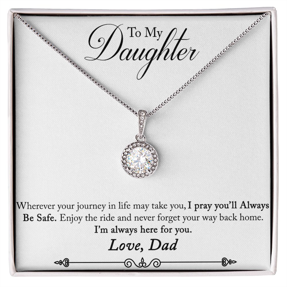 Daughter Solitaire Necklace, From Dad - Custom Heart Design