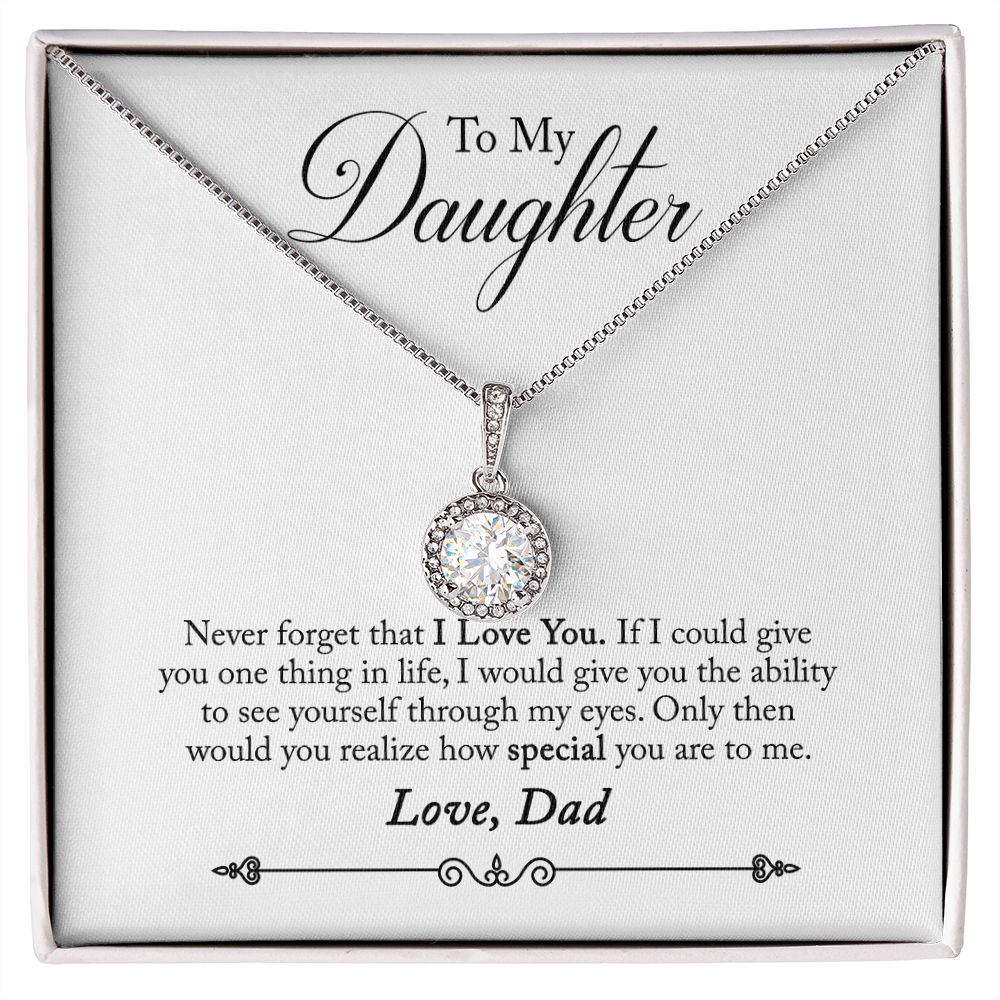 Daughter Solitaire Necklace, From Dad - Custom Heart Design