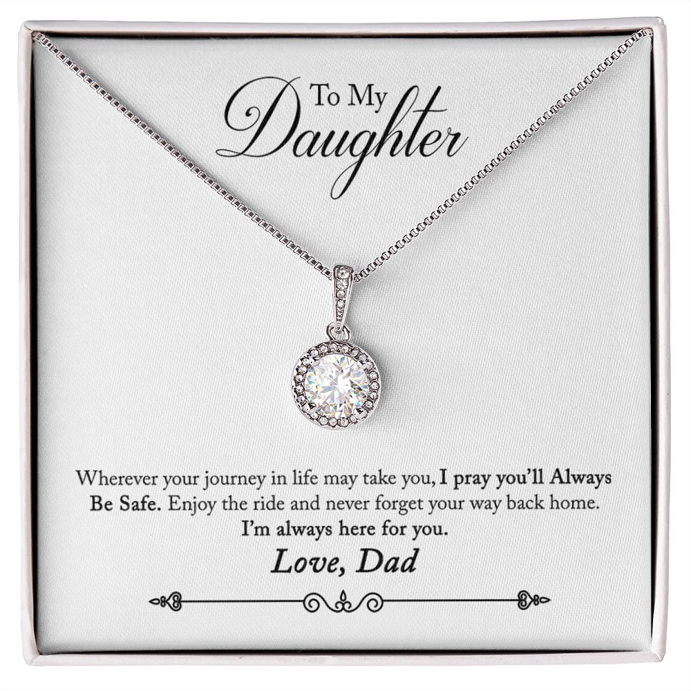 Daughter Solitaire Necklace, From Dad - Custom Heart Design