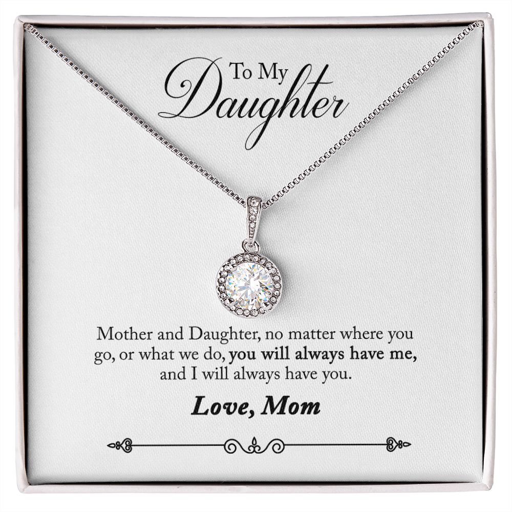 Daughter Solitaire Necklace, From Mom - Custom Heart Design