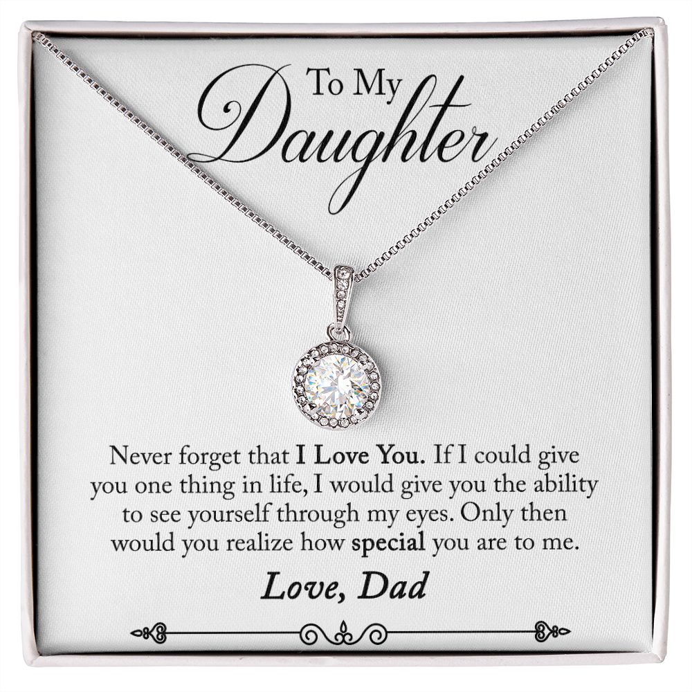 Daughter Solitaire Necklace, From Dad - Custom Heart Design