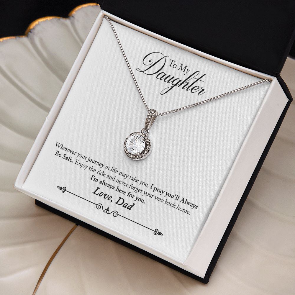 Daughter Solitaire Necklace, From Dad - Custom Heart Design