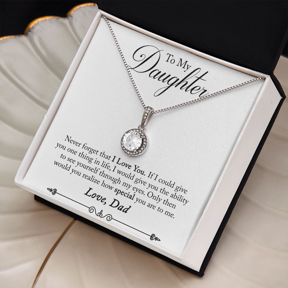 Daughter Solitaire Necklace, From Dad - Custom Heart Design