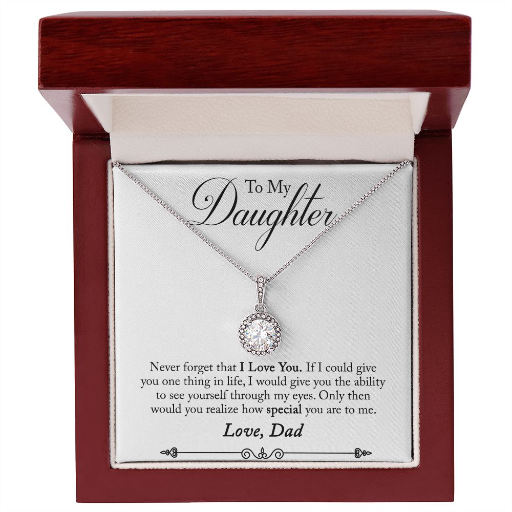Daughter Solitaire Necklace, From Dad - Custom Heart Design