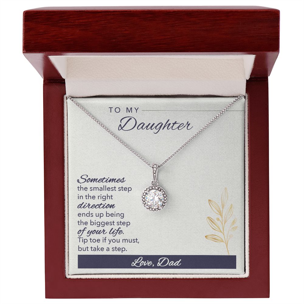 Daughter Solitaire Necklace, From Dad-Tip toe if you must - Custom Heart Design