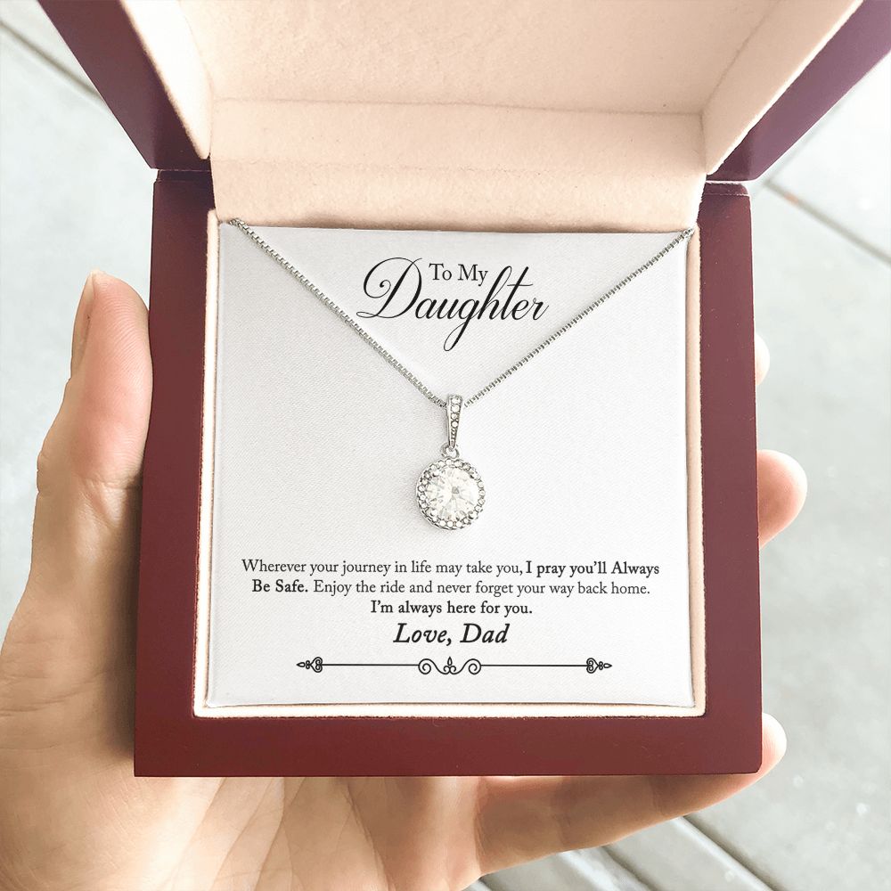 Daughter Solitaire Necklace, From Dad - Custom Heart Design