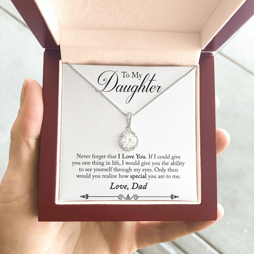 Daughter Solitaire Necklace, From Dad - Custom Heart Design