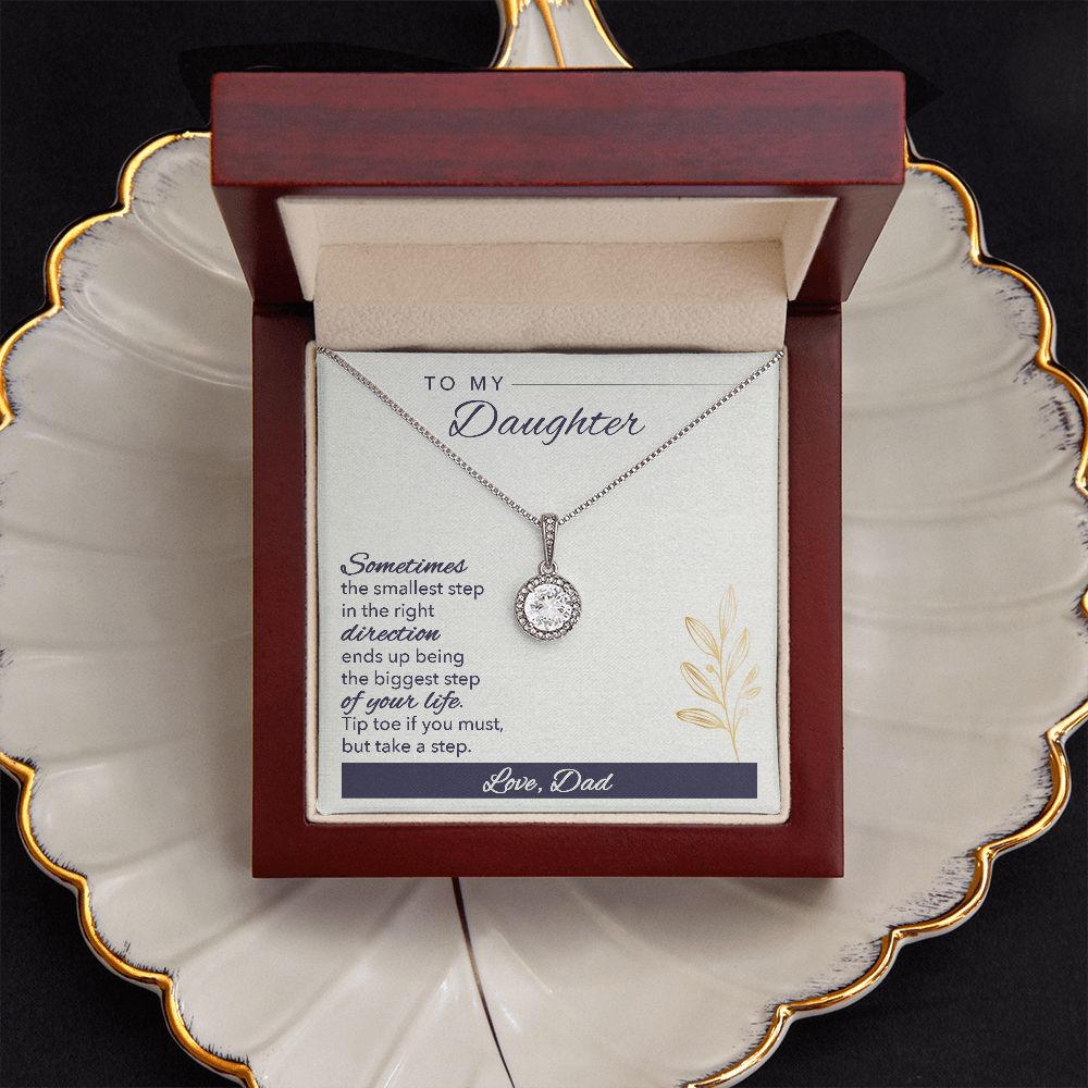 Daughter Solitaire Necklace, From Dad-Tip toe if you must - Custom Heart Design