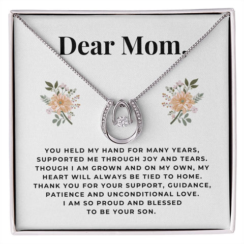 Mom Contemporary Silver Necklace, From Son-Joy and tears - Custom Heart Design