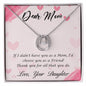 Mom Contemporary Silver Necklace, From Daughter-I'd choose you as a friend - Custom Heart Design
