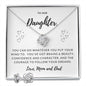 Daughter Love Knot Necklace and Earring Set, From Mom and Dad | Custom Heart Design
