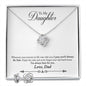 Daughter Love Knot Necklace and Earring Set, From Dad | Custom Heart Design