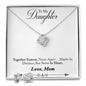 Daughter Love Knot Necklace and Earring Set, From Mom | Custom Heart Design