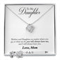 Daughter Love Knot Necklace and Earring Set, From Mom | Custom Heart Design
