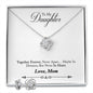 Daughter Love Knot Necklace and Earring Set, From Mom | Custom Heart Design