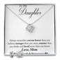 Daughter Love Knot Necklace and Earring Set, From Mom | Custom Heart Design