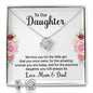 Daughter Love Knot Necklace and Earring Set, From Mom and Dad | Custom Heart Design