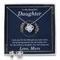 Daughter Love Knot Necklace and Earring Set, From Mom | Custom Heart Design